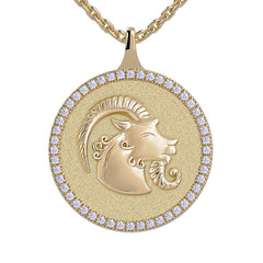 Capricorn Zodiac Diamond Medallion Pendant