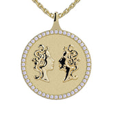 Gemini Zodiac Diamond Medallion Pendant