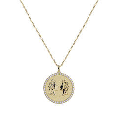 Gemini Zodiac Diamond Medallion Pendant