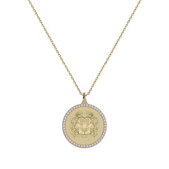 Leo Zodiac Diamond Medallion Pendant
