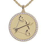 Sagittarius Zodiac Diamond Medallion Pendant