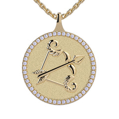 Sagittarius Zodiac Diamond Medallion Pendant