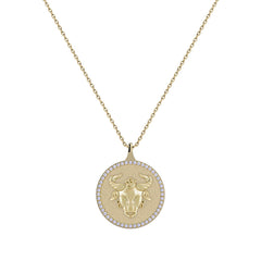 Taurus Zodiac Diamond Medallion Pendant