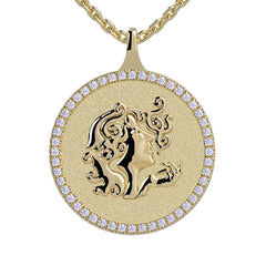 Virgo Zodiac Diamond Medallion Pendant
