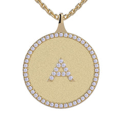 A - Initial Diamond Medallion Pendant