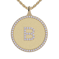 B - Initial Diamond Medallion Pendant