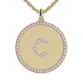 C - Initial Diamond Medallion Pendant