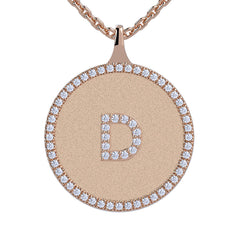 D - Initial Diamond Medallion Pendant