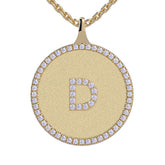 D - Initial Diamond Medallion Pendant