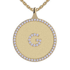 G - Initial Diamond Medallion Pendant