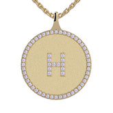 H - Initial Diamond Medallion Pendant