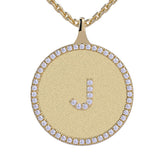 J - Initial Diamond Medallion Pendant