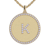 K - Initial Diamond Medallion Pendant