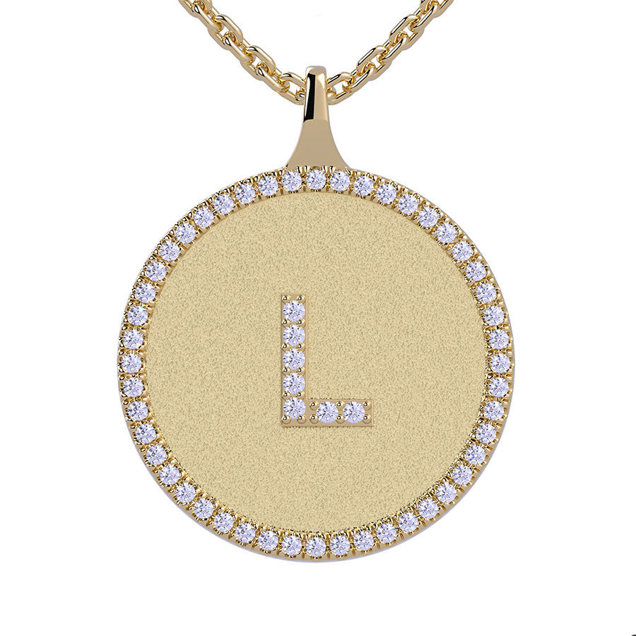 L - Initial Diamond Medallion Pendant