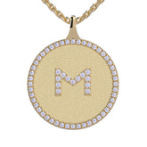 M - Initial Diamond Medallion Pendant