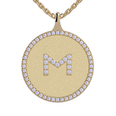 M - Initial Diamond Medallion Pendant
