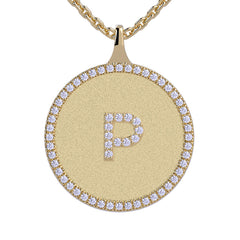 P - Initial Diamond Medallion Pendant