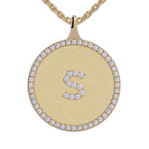 S - Initial Diamond Medallion Pendant