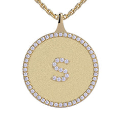 S - Initial Diamond Medallion Pendant