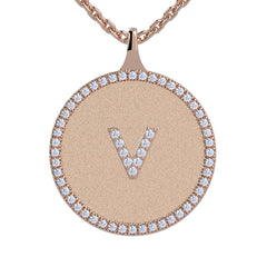 V - Initial Diamond Medallion Pendant