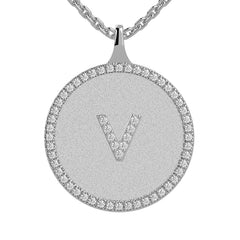 V - Initial Diamond Medallion Pendant