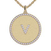 V - Initial Diamond Medallion Pendant