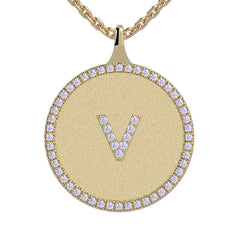 V - Initial Diamond Medallion Pendant