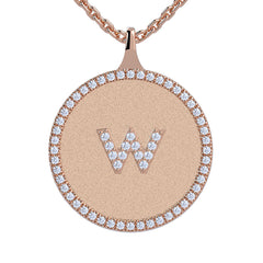 W - Initial Diamond Medallion Pendant