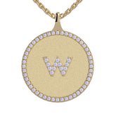 W - Initial Diamond Medallion Pendant