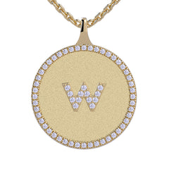 W - Initial Diamond Medallion Pendant