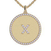 X - Initial Diamond Medallion Pendant