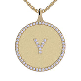 Y - Initial Diamond Medallion Pendant