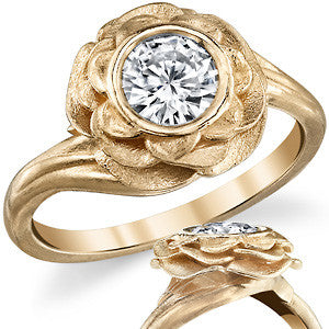 Flower Style Bezel Round Brilliant Moissanite Ring