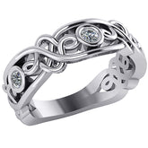 Round Bezel Moissanite Celtic Style Right Hand Ring