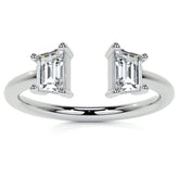 Trapezoid Moissanite Two-Stone Open Ring