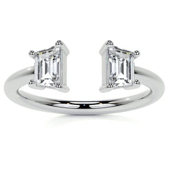 Trapezoid Moissanite Two-Stone Open Ring