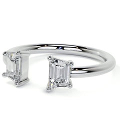 Trapezoid Moissanite Two-Stone Open Ring