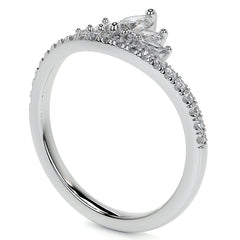 Marquise and Round Brilliant Moissanite Crown Inspired Right Hand Ring