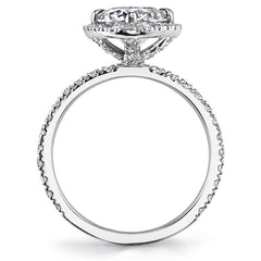 Round Kite-Set Moissanite with Cushion Halo Engagement Ring