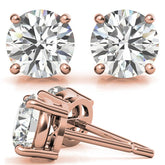 4-Prong Low Basket Round H&A Moissanite Stud Earrings