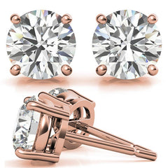 4-Prong Low Basket Round H&A Moissanite Stud Earrings