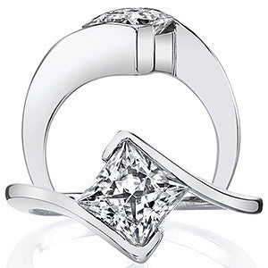 Princess Moissanite Bypass Solitaire Ring