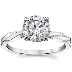 Twisted Cathedral Basket Round Brilliant Moissanite Solitaire Ring