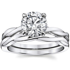 Twisted Cathedral Basket Round Brilliant Moissanite Solitaire Ring