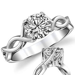 Round Brilliant Moissanite Twisted Solitaire Ring