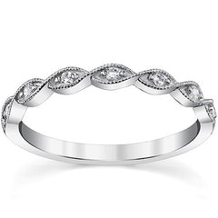 Scalloped Milgrain Stackable Moissanite Band