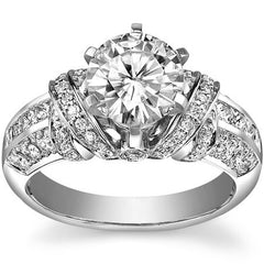 Wide Band Moissanite Engagement Ring