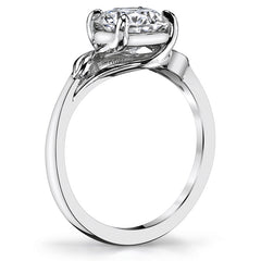 Round Bypass Floral Accent Moissanite Solitaire Ring