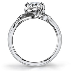 Round Bypass Floral Accent Moissanite Solitaire Ring