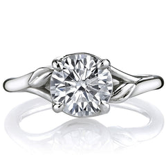 Round Bypass Floral Accent Moissanite Solitaire Ring